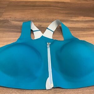 Brooks Teal Front-Zip High Support Sports Bra